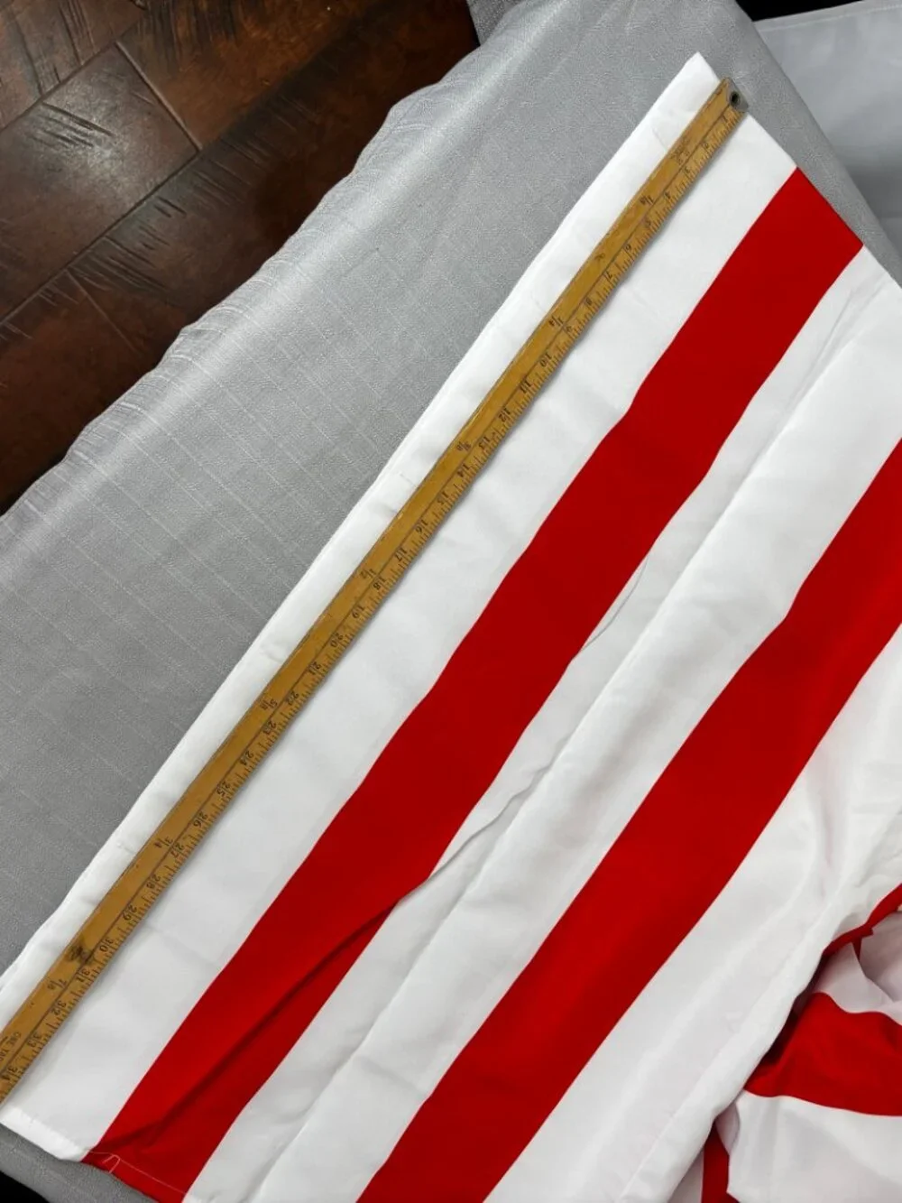 * Room Essentials Red White Horizontal Stripe Shower Curtain EUC